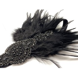 aoozleny 1920s Women Feather Flapper Vintage Headpiece Roaring 20s Great Gatsby Headband (A)