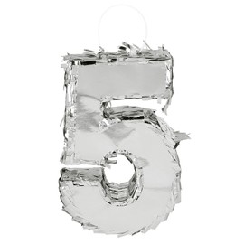 Boland - Number Pinata, 25 x 16 x 5 cm, Shiny Number for Anniversary and Birthday, Number, Silver, Decoration, Party Game
