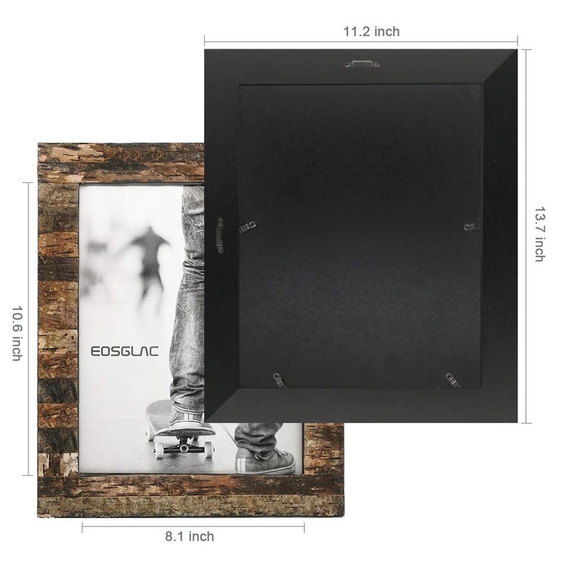 Eosglac Rustic 8.5x11 Wooden Picture Frame, Handmade with Real Birch