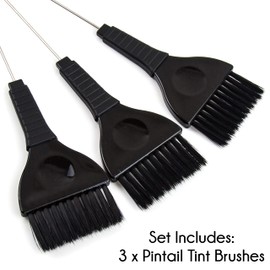 Pintail Hair Dye Brushes - 3 Tint Brushes for Hair Color - Pin Tail for Precise Sectioning - Hair Dye Brush Applicator - Color Brushes for Hair Salon (Black)