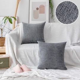 Home Brilliant Cushion Covers 60x60 Chenille Cushion Protectors for Daily Use, Super Soft Textured Large Grey Cushions for Bedroom Living Room, Set of 2, 60cm, Grey