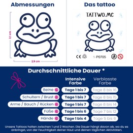 Tattwo.me 2 Week Waterproof Temporary Plant Tattoos - Frog - EU Compliance - Vegetable Ink - Tattoo Pad Size: 5 x 5cm (P0705)
