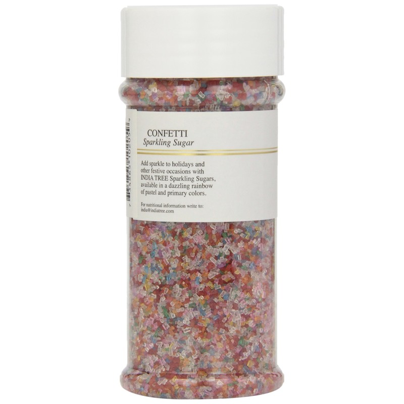 India Tree Confetti Sparkling Sugar, 7.5 oz | Vibrant Rainbow