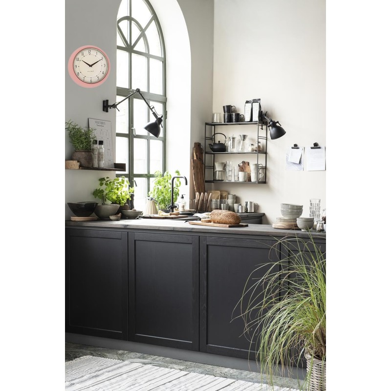 LS-LebenStil Vintage Metal Wall Clock Black 23 cm Kitchen Clock