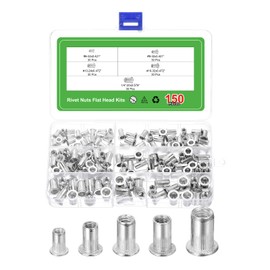 sourcing map 150Pcs Rivet Nuts, #6-32, #8-32, #10-24, #10-32, 1/4"-20 Aluminum Alloy Insert Nuts Knurled Body