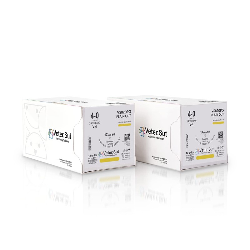 VeterSut Plain Gut, 4-0, 3/8 17mm Reverse Cutting, 12 Count,