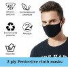 (5 Pieces) Soft Unisex Double Layer Cotton Face Black Mask