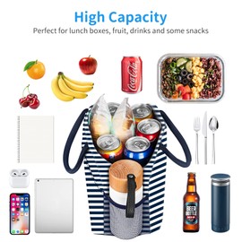 DALINDA Lunch Bag Women, Lunch Box for Women Men Reusable Insulated Lunch Tote Bag, Handbags Case High Capacity for Travel Work Picnic, Navy Blue