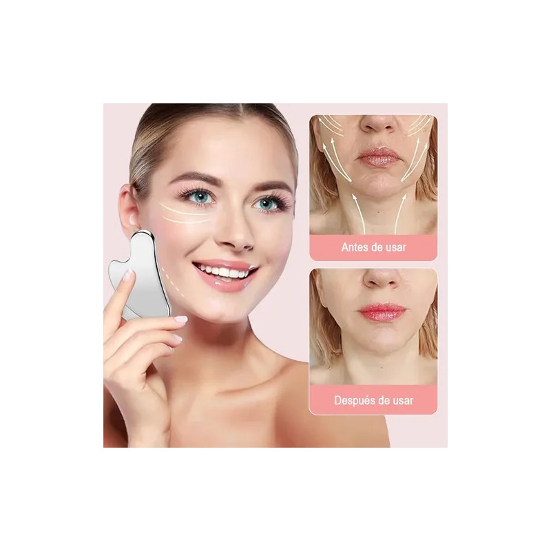 2pzs Gua Sha Facial Grande Acero Inoxidable Masajes Cuello
