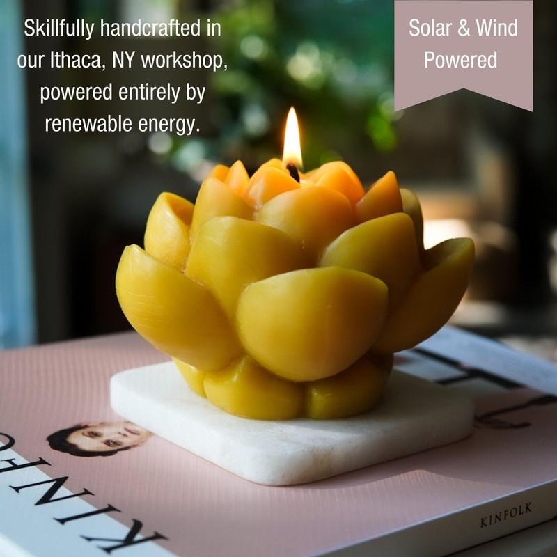 Sunbeam Candles 100% Pure Beeswax Lotus Candle | 40-Hour Long