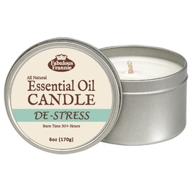 Fabulous Frannie De-Stress Aromatherapy All-Natural Soy Candles Cotton Wick High Pure Essential Oil Scent 40 Hours Burn Time Gift for Women & Men 6 Ounce (Pack of 1)