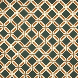 Kt KILOtela - Digital Printed Canvas Fabric - Half Panama 100% Organic Cotton, Oeko-Tex Standard 100-100 cm Length x 280 cm Width | Geometric Jumeirah - Green, Ochre ─ 1 Meter