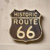 Route 66 Cast Iron Embossed Plaque With Painted Antique Finish