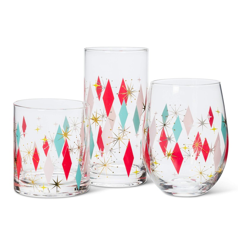 Abbott Collection Home 27-BOWLERAMA-of Diamond Tumbler, 3 inches high, Pink/red
