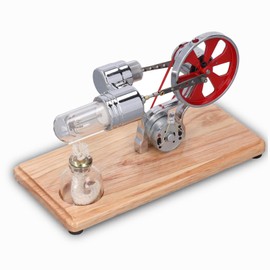Steam Engine Model Kit Hot Air Stirling Engine Model Stirling Motor with LED Light Flywheel Design Science Experiment Model Educational Toy for Mechanics