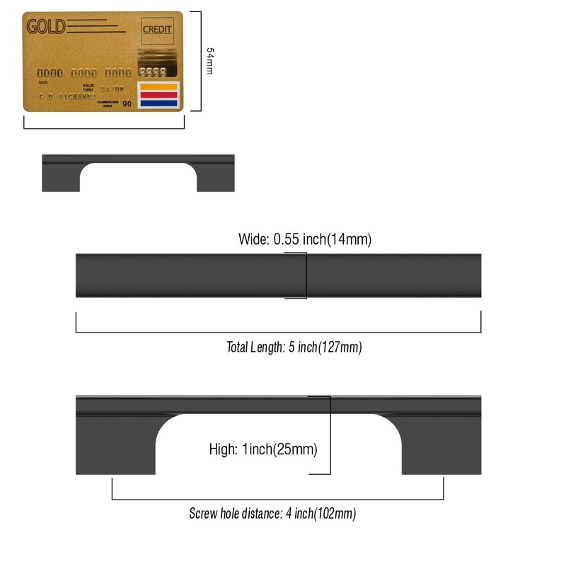 Amerdeco 10 Pack Matte Black Cabinet Pulls 4 Inch(102MM) Hole
