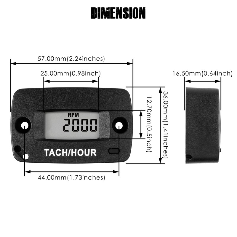 Taikemeti RPM Tachometer, Hour Meter, Waterproof Index IP67, Suitable for