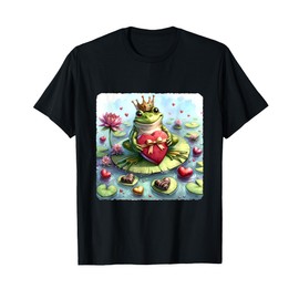 Frog Awaits Valentine's Princess With Chocolates On Lilypad T-Shirt