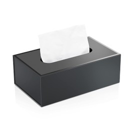 JiaWei Tissue Box Cover, Napkin Holder Rectangle, Tissue Box Dispenser with Magnetic, Foldable Decorative Facial Paper Organizer for Bathroom, Office, Dresser-Black