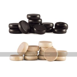 Set of Crokinole disks (black and natural wood)