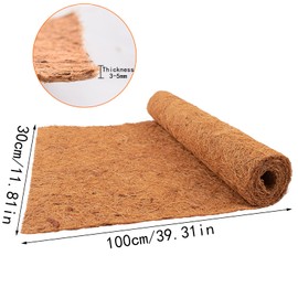 2 Packs Coco Liner Roll, 100*30cm/40" x 12" Natural Hanging Basket Liner, Reusable Coco Fiber Mat Coco Replacement Basket, Coconut Fiber Sheet Coir Mat Liner for Planter, Window Box, Wall Troughs