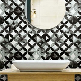 RoomMates RMK11353RL Paul Brent Black Moroccan Tile Peel and Stick Wallpaper