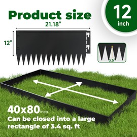 Metal Lanscape Edging 20“ L * 12” H Strips Black Steel Edging for Lanscape 12pcs for Enhanced Garden, Yard, Park, DIY Outdoor Patio (Black, 12 inch)