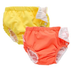 IjnUhb 2 Pack Baby Reusable Swim Diapers,Washable Pants for 0-3 Years Toddlers Boys Girls Swimming Lesson Shower Gifts (YellowRose 3 Months)