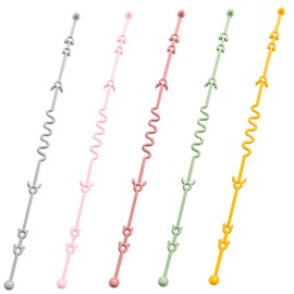 Correas de Seguridad de Juguete y Chupones, Cadenas EláSticas de Silicona para Chupones, 5 Pcs Correas para Chupones para Cochecitos Silla Alta Cunas Cestas Colgantes Asiento de Coche