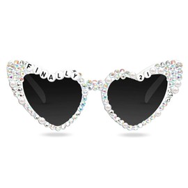 Topfunyy 21st Birthday Sunglasses - White Finally 21 Shiny Bling Diamond Pearl Glasses for Girls 21st Birthday Party Supplies