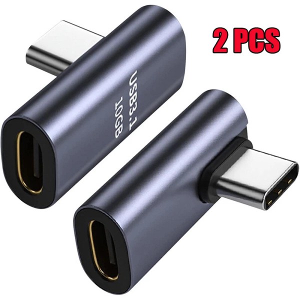 Universal 90 Degree USB-C Male to USB-C Female Adapter Data