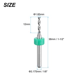 sourcing map PCB Drill Bits 1.85mm Tungsten Carbide Rotary Tool Jewelry CNC Engraving Print Circuit Board Micro Drill Bits 1/8 Inch Shank 5 Pcs