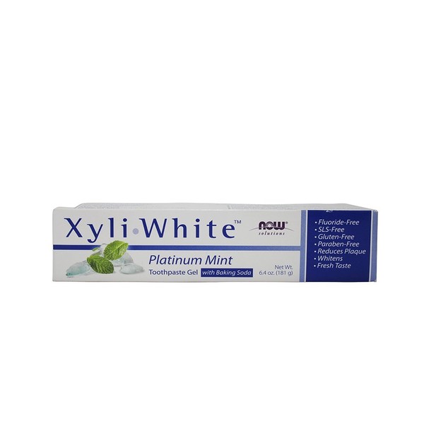 Now Foods XyliWhitePlatinum Mint Toothpaste Gel w/Baking Soda - 6.4 oz. 5 Pack