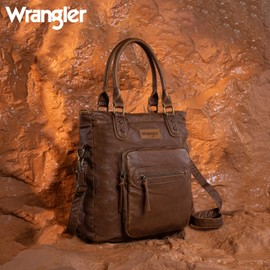 Wrangler x Montana West Stone-Washed Vintage Crossbody Shoulder Bag - Women's Distressed Leather Messenger Bag LW-WG165-1110 BR