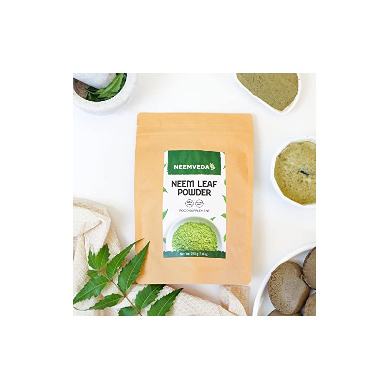Neemveda Neem Leaf Powder (Azadirachta Indica) for Eating, Organically Grown