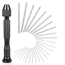 Micro Drill Bit Set, Pin Vise Hand Drill Manual Jewelry w/Micro Drill Bits (0.5mm-2.5mm), Rotary Craft Drill for Jewelry Making, Resin, Wood, Plastic, Miniature, Beads, Clay 25 PCS
