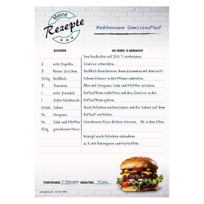 PRICARO American Burger A5 Recipe Pad (Pack of 3)