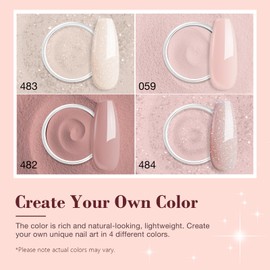 AZUREBEAUTY AZUREBEAUTY Dip Powder Nail Kit Starter, All Season Nude Skin Glitter 4 Colors Dipping Powder Liquid Set Recycling Tray with Base & Top Coat Activator for French Nail Art Manicure Salon DIY at Home.