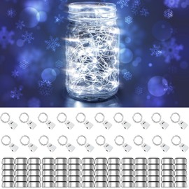 LIBFUGOR 20 Pack Fairy Lights Battery Operated 60 Extra Batteries, 3 Modes 6.5ft 20 LED Mini String Lights, Waterproof Silver Wire Firefly Starry Lights for DIY Wedding Christmas Party, Cool White