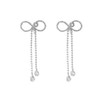 Clip on Bow CZ Drop Dangle Earrings for Women Non