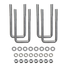 A.A Square U Bolts with Hardware for Boat Trailer, Electro-Galvanized Steel, 1/2" Diameter x 2-1/8" x 6-5/16" for 2x4 Beam (4 Pack)