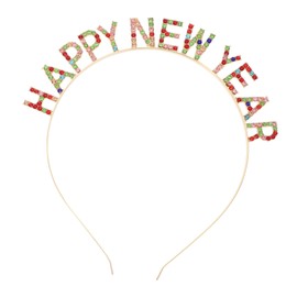 WOONEKY Happy New Year Headband Year Eve Party Accessory Gold Novelty Hair Band