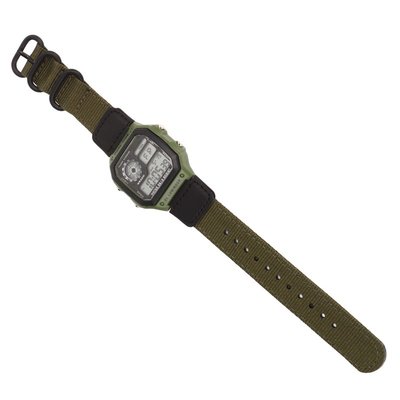 Digital Sport Watch Canvas Strap Luminous Waterproof Retro Sport Watch