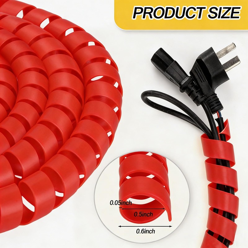 Pangda 25Ft Hydraulic Hose Protector 1/2 Inch Spiral Hose Wrap