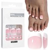 Virellay Pack of 32 Stick-On Toenails (Pink French Short, 32