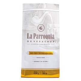 LA PARROQUIA DE VERACRUZ - Bolsa de Café Molido, Tostado y Tradicional, 430 g, Café Puro 100%, Elaborado con Alta Calidad, Café con Aroma Intenso y Agradable, Cuerpo Completo