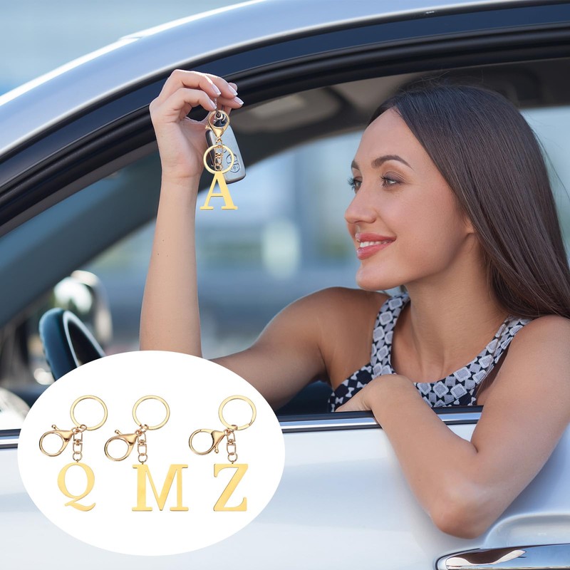 PATIKIL Initial Letter Key Chain, Letter A-Z Keychain Initials Keyring