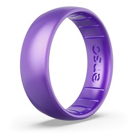 Enso Rings Classic Birthstone Silicone Ring – Unisex Wedding Engagement Band – Comfortable Breathable Band – 6.6mm Wide, 1.75mm Thick (Amethyst, 11)