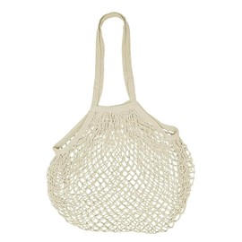 AfitLulu Mesh Beach Bags for Women, Cotton Mesh Bag Large Tote Bag Reusable Shopping Bag Beach Tote Bag with Handle, Mesh Tote Bag for Shopping Travel Vacations (White)