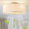 YMKSKJ Low Profile Ceiling Fans with Lights, 20" Boho Rattan